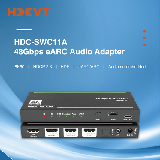 eARC Audio Adapter, 48Gbps Speed, 8K@60Hz Video Resolutions, Dolby Atmos, HDMI 2.1, HDR10+, CEC Control, EDID Management