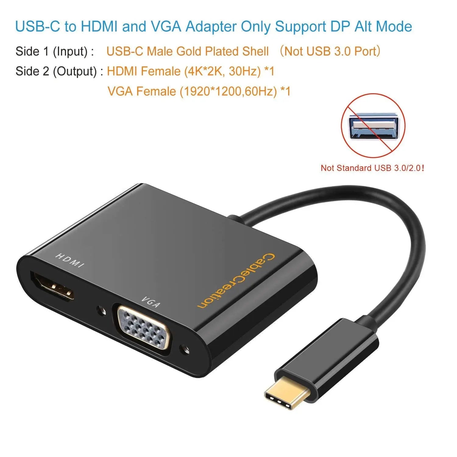 USB Type C Pour HDMI VGA Adaptateur, Thunderbolt 3 Usine